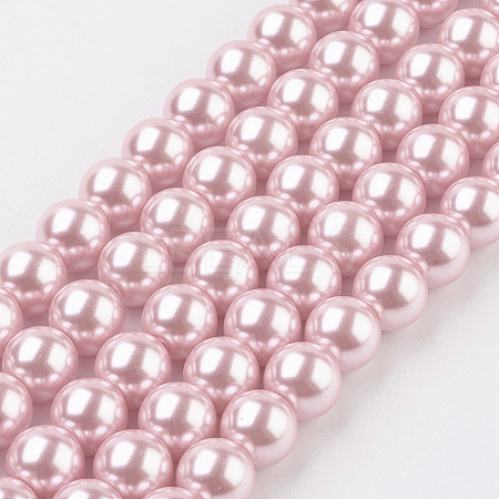 Eco-Friendly Glass Pearl Beads Strands X-HY-A008-8mm-RB109-1