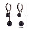 Black Cubic Zirconia Double Ball Dangle Hoop Earrings JE1026A-2