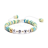 Handmade Disc Polymer Clay Braided Bead Bracelets Set BJEW-TA00043-34