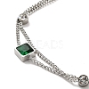 304 Stainless Steel Chain Multi-strand Anklet with Rhinestone BJEW-P272-02P-2