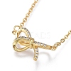 Brass Micro Pave Clear Cubic Zirconia Pendant Necklaces NJEW-R256-04-3