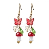 304 Stainless Steel Butterfly & Mushroom Dangle Earrings for Women EJEW-JE06235-3