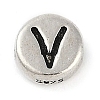 925 Sterling Silver Flat Round with Letter Beads STER-G044-01AS-V-1