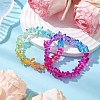 Rainbow Color Glass Chip Beaded Stretch Kid Bracelets for Girls BJEW-JB10779-2