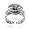 304 Stainless Steel Open Cuff Finger Ring Cabochon Settings STAS-T060-06-3