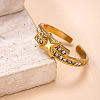 304 Stainless Steel Rhinestone Cuff Open Rings WG0D57E-01-2