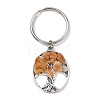 Natural Red Aventurine Chip & Alloy Tree of Life Pendant Keychain KEYC-JKC00648-01-4