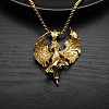 304 Stainless Steel Goddess with Angel Wings Pendant Necklaces for Men Women WG939A7-02-2