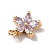 Brass Cubic Zirconia Flower Charms KK-O141-01G-05-3