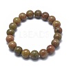 Natural Unakite Bead Stretch Bracelets X-BJEW-K212-A-042-2