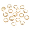 Ion Plating(IP) 304 Stainless Steel Open Cuff Rings for Women RJEW-Z057-10G-1