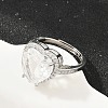 Heart Brass Micro Pave Cubic Zirconia Cuff Open Rings for Women CU-CBA0A21-02P-03-1