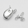 Anti-Tarnish Rhodium Plated 925 Sterling Silver Box Clasps STER-E056-075P-4