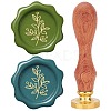 Brass Wax Seal Stamps with Wood Handle AJEW-WH0412-0106-1