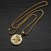 Religion 304 Stainless Steel Embossed Jesus Round Medal Pendant Necklaces for Men WG67465-02-1