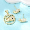 Brass Micro Pave Cubic Zirconia Pendant & Stud Earrings Sets for Women SJEW-F227-01E-G-1