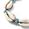 Synthetic Turquoise & Natural Shell Braided Bead Bracelets BJEW-TA00417-3