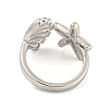 Starfish & Shell Rack Plating Brass Open Cuff Rings RJEW-N047-02P-RS-3