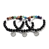 Natural Obsidian Round Beaded Chakra Stretch Bracelets BJEW-K251-01F-1