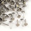 316 Surgical Stainless Steel Flat Round Blank Peg Stud Earring Settings STAS-R073-06B-1