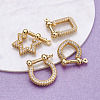 4Pcs 4 Style Brass Micro Pave Clear Cubic Zirconia D-Ring Anchor Shackle Clasps ZIRC-PJ0001-02-5