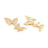 Rack Plating Brass Micro Pave Clear Cubic Zirconia Connector Charms KK-N233-195-3