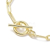 Golden 304 Stainless Steel Charm Bracelets with Brass Paperclip Chains BJEW-JB10031-02-4