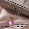 Vintage Retro 304 Stainless Steel Enamel Bowknot Heart Pendant Necklaces for Women TT8983-1-1
