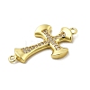 Brass Clear Cubic Zirconia Cross Connector Charms ZIRC-I070-016G-2