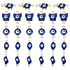 ARRICRAFT 50Pcs 5 Styles 304 Stainless Steel Blue Enamel Connector Charms STAS-AR0001-51-1