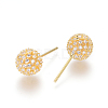 Brass Micro Pave Clear Cubic Zirconia Stud Earrings EJEW-K078-20A-G-2