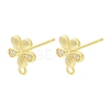 Brass Micro Pave Clear Cubic Zirconia Stud Earring Findings KK-Z099-01G-02-1