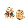 Christmas Alloy Colorful Rhinestone & Plastic Asymmetrical Stud Earrings for Women LS-EJEW-M256-02C-G-2