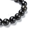 Natural Golden Sheen Obsidian Stretch Beaded Bracelets G-A185-01P-3
