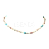 Natural Rose Quartz & Dyed Howlite & Rhodonite Heishi Beads and Natural Cultured Freshwater Pearl Rice Beaded Necklaces for Women NJEW-JN06294-01-3