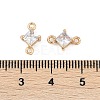 Brass Pave Glass Rhombus Links Connector Charms GLAA-Q088-001E-3