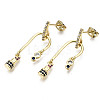 Brass Micro Pave Cubic Zirconia Dangle Stud Earrings EJEW-N015-03-NF-2