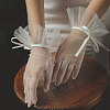 Satin Lace Bridal Short Gloves AJEW-WH0473-10-5
