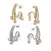 Cubic Zirconia Twist with Glass Rectangle Dangle Stud Earrings EJEW-M210-07-1