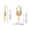 Lightning Bolt Brass Dangle Huggie Hoop Earrings EJEW-SW00001-01-7