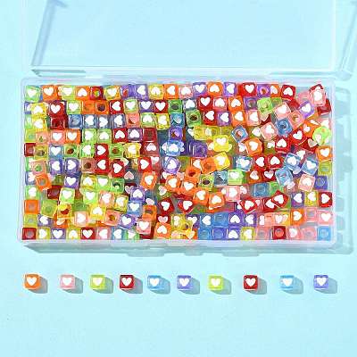 350Pcs 7 Colors Spray Painted Transparent Acrylic Beads OACR-FS0002-52-1