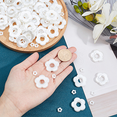 100Pcs 2 Style ABS Plastic Imitation Pearl Beads OACR-AR0001-11-1