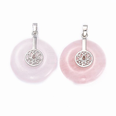 Natural Rose Quartz Pendants G-F640-B05-1