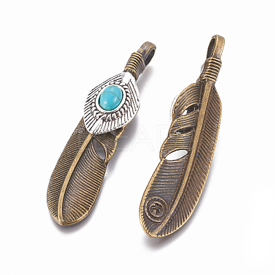 Tibetan Style Alloy Big Pendants TIBEP-G010-01AB-1