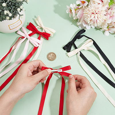 Big Bowknot Polyester Alligator Hair Clips AJEW-CP0008-39A-1