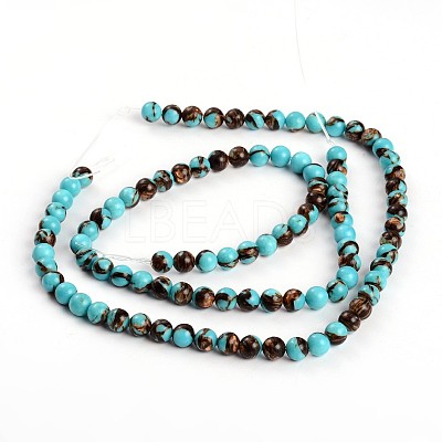 Assembled Bronzites and Synthetic Turquoise Beads Strands G-F250-01-8mm-1