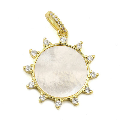 Rack Plating Brass Micro Pave Clear Cubic Zirconia Pendants X-KK-Q784-33G-1