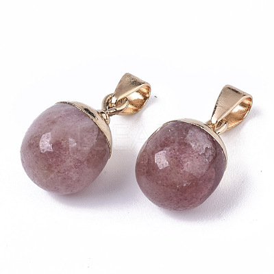 Top Golden Plated Natural Strawberry Quartz Pendants G-T131-03I-1
