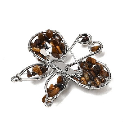 Butterfly Natural Tiger Eye Brooch G-A278-02P-02-1