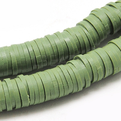 Flat Round Handmade Polymer Clay Bead Spacers X-CLAY-R067-3.0mm-43-1